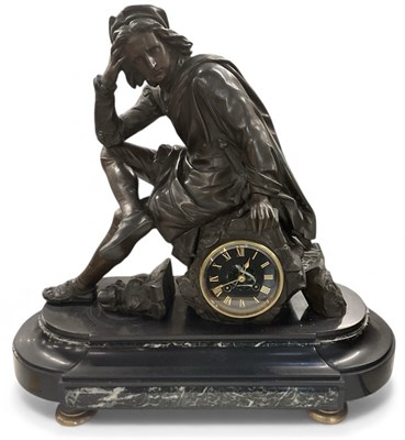 Lot 176 - A late 19th century bronze figural mantel...
