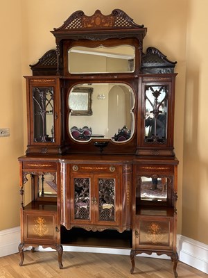 Lot 20 - A large Edwardian mahogany and inlaid mirror...
