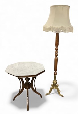 Lot 44 - A reproduction octagonal white marble topped...