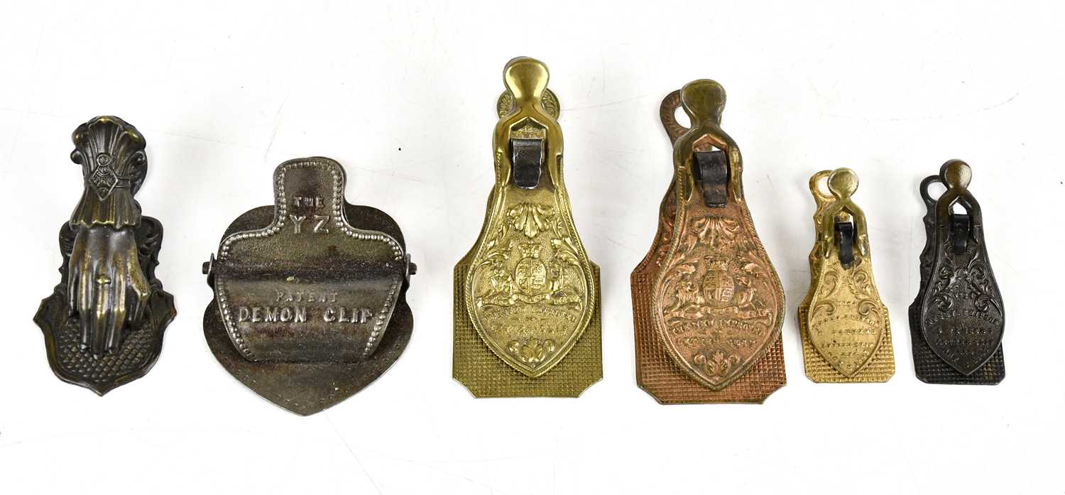Lot 110 - Six late Victorian/Edwardian paperclips,