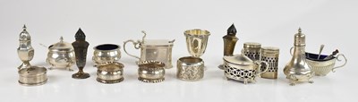 Lot 313 - A collection of hallmarked silver condiment...