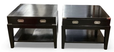 Lot 49 - A pair of modern contemporary ebonised and...