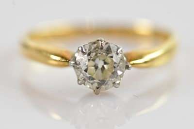 Lot 663 - An 18ct yellow gold solitaire diamond ring,...