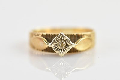 Lot 665 - A 9ct yellow gold illusion set ring, size J,...