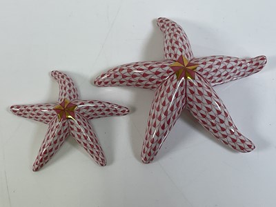 Lot 350 - HEREND; two starfish, both with printed marks...