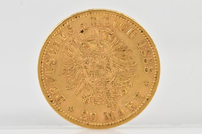 Lot 1010 - GERMANY; a twenty mark gold coin, 1888.