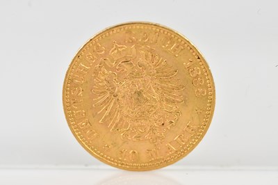 Lot 1016 - GERMANY; a ten mark gold coin, 1888.