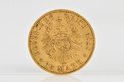 Lot 1017 - GERMANY; a ten mark gold coin, 1888.