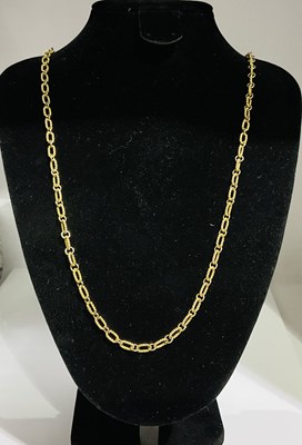 Lot 648 - A 9ct yellow gold textured hoop link chain,...