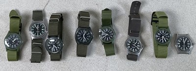 Lot 802 - MWC; a group of seven military quartz...