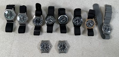 Lot 803 - MWC; six military quartz wristwatches with...