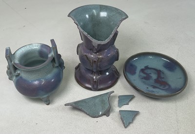 Lot 411 - Three pieces of Chinese Junyao comprising a...