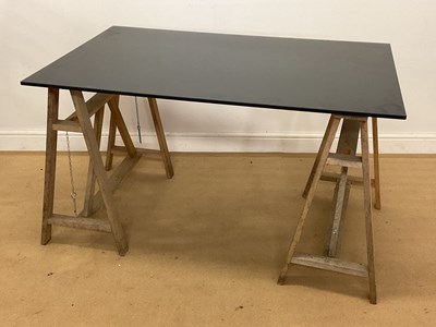 Lot 930 - A modern rectangular table of two pine...