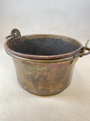 Lot 211 - A 19th century brass preserve pan with wrought...