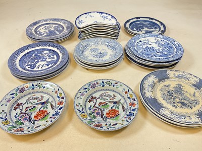 Lot 246 - Collection of blue and white plates and bowls.