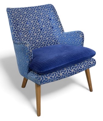 Lot 90 - A modern contemporary blue velvet florally...