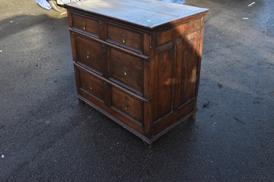 Lot 1511 - An 18th century and later oak chest of three...