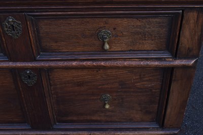 Lot 1511 - An 18th century and later oak chest of three...