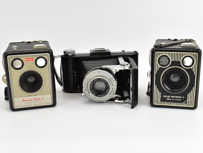 Lot 327 - KODAK; three cameras comprising a Brownie E...