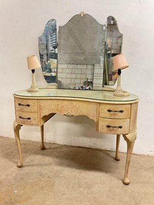 Lot 556 - A vintage grey kidney shaped dressing table...