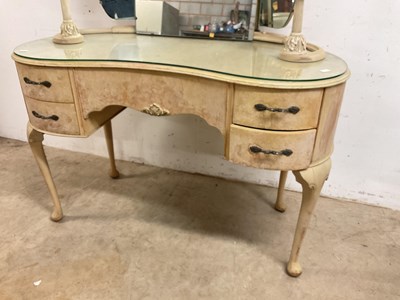 Lot 556 - A vintage grey kidney shaped dressing table...