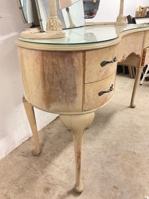 Lot 556 - A vintage grey kidney shaped dressing table...