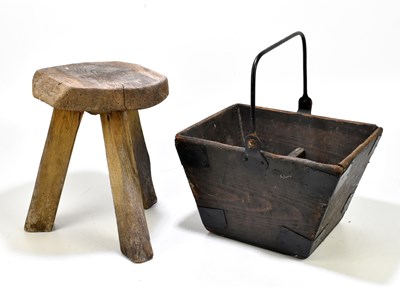 Lot 161 - A vintage metal bound wooden trug