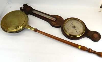 Lot 143 - A mid-19th inlaid barometer with silvered...