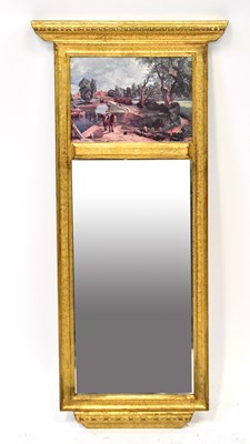 Lot 24 - A gilt wood pier mirror, the top panel...