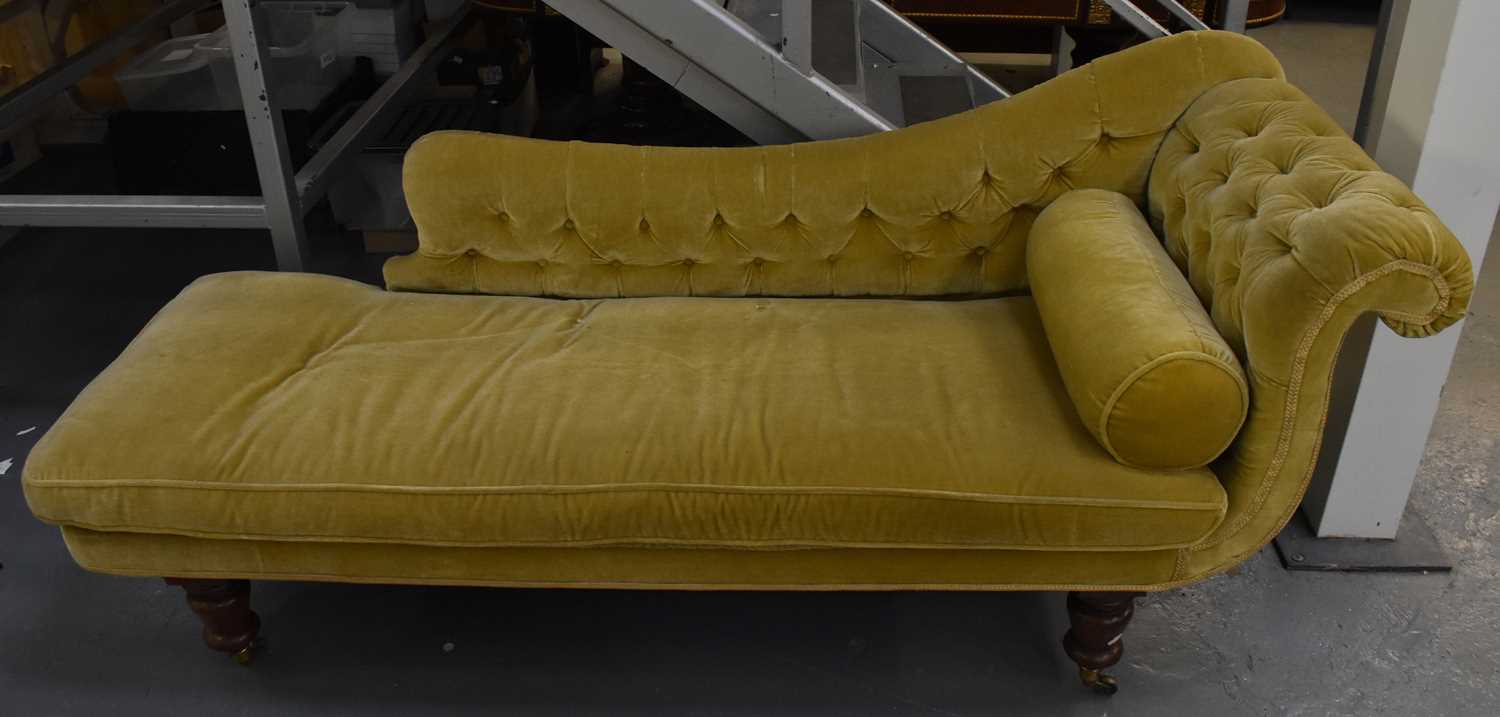 Lot 26 - A Victorian mahogany button upholstered chaise...