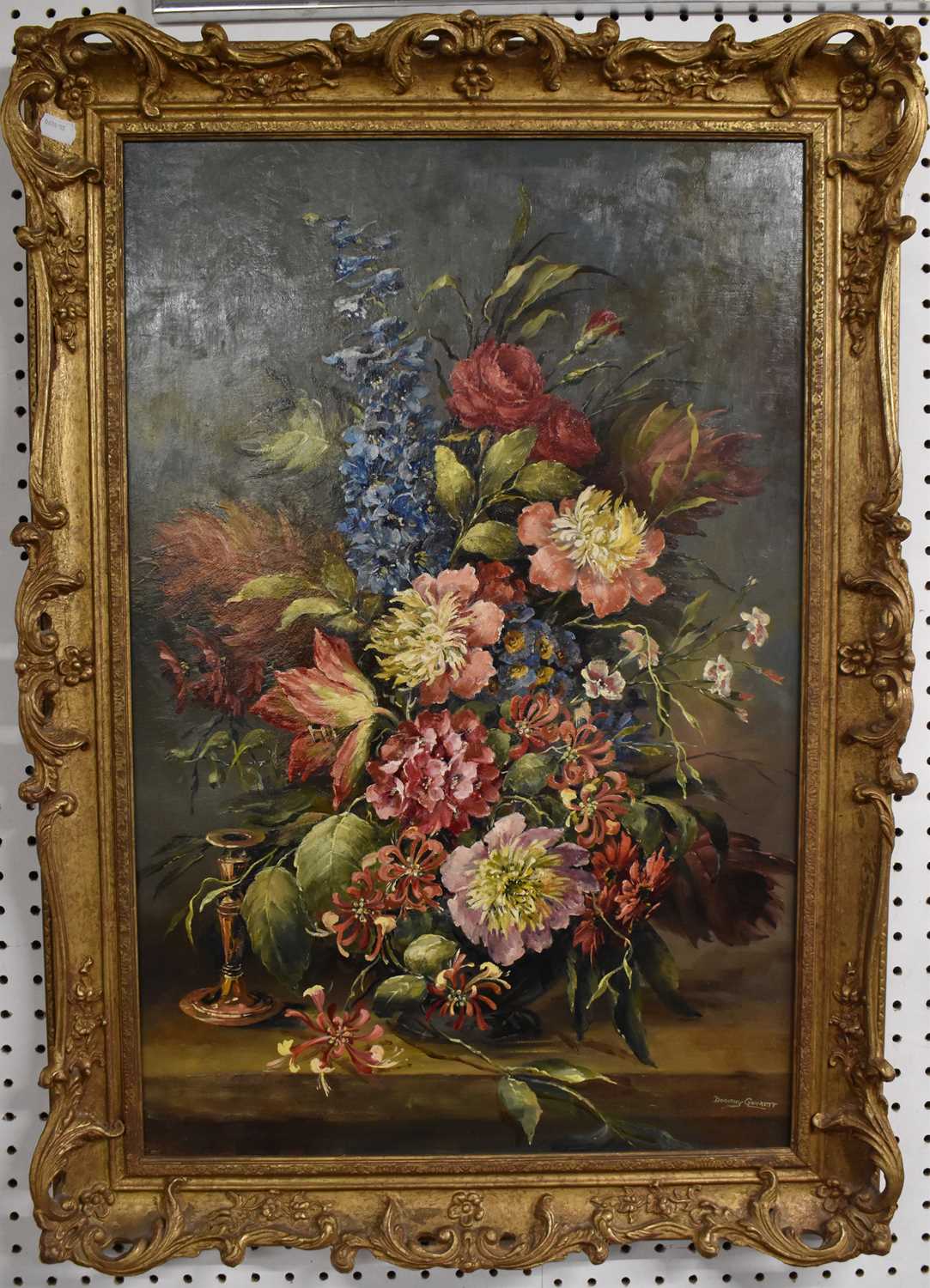 Lot 722 - DOROTHY GARRETT; oil on board, still life,...