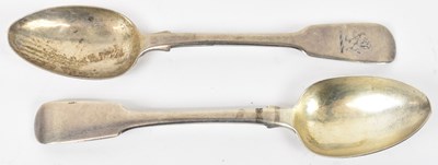 Lot 839 - Two 19th century hallmarked silver teaspoons,...
