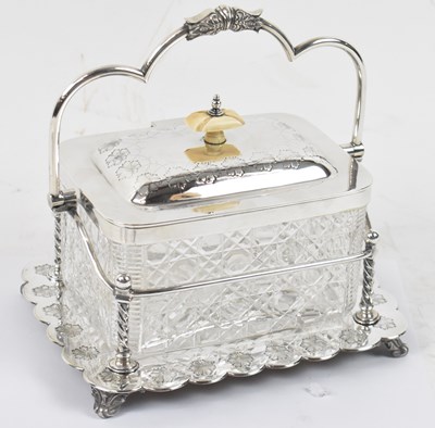 Lot 731 - An Edwardian cut glass and silver plated...