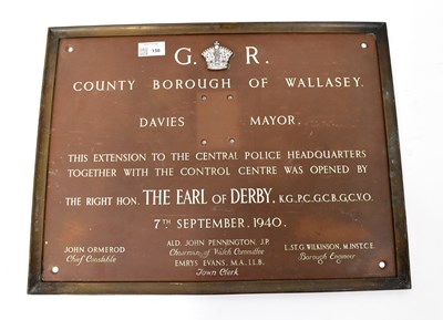 Lot 156 - A George VI bronze Police Headquarters sign,...