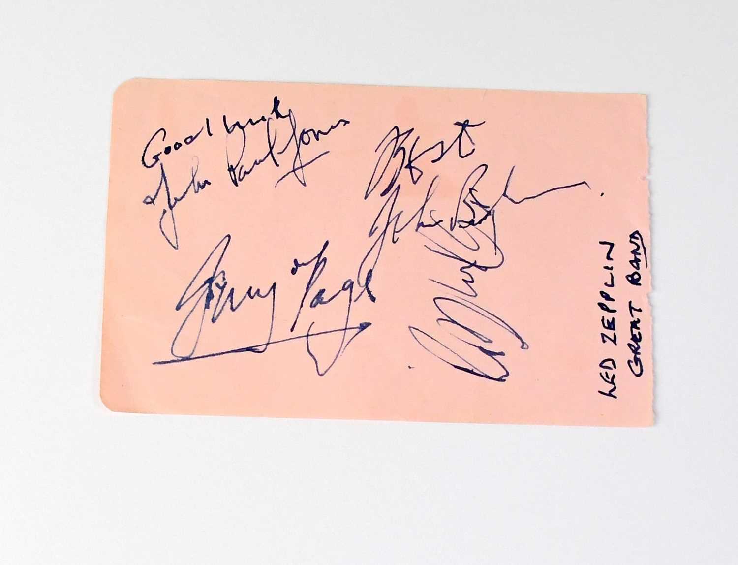 Lot 531 - LED ZEPPELIN; a page from an autograph book...