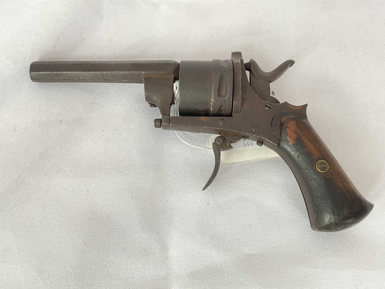 Lot 154 - A Belgian 7 mm pinfire revolver, length 18.5 cm.