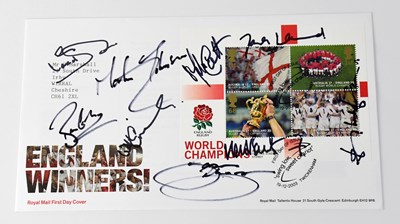 Lot 706 - RUGBY WORLD CUP; a first day cover signed by...