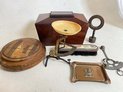 Lot 12 - A Victorian tea caddy and other treen and...