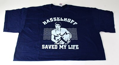 Lot 683 - DAVID HASSELHOFF; a T-shirt inscribed...