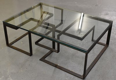 Lot 78 - A large contemporary coffee table with thick...