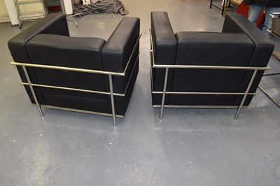 Lot 28 - A pair of stylish contemporary chrome framed...