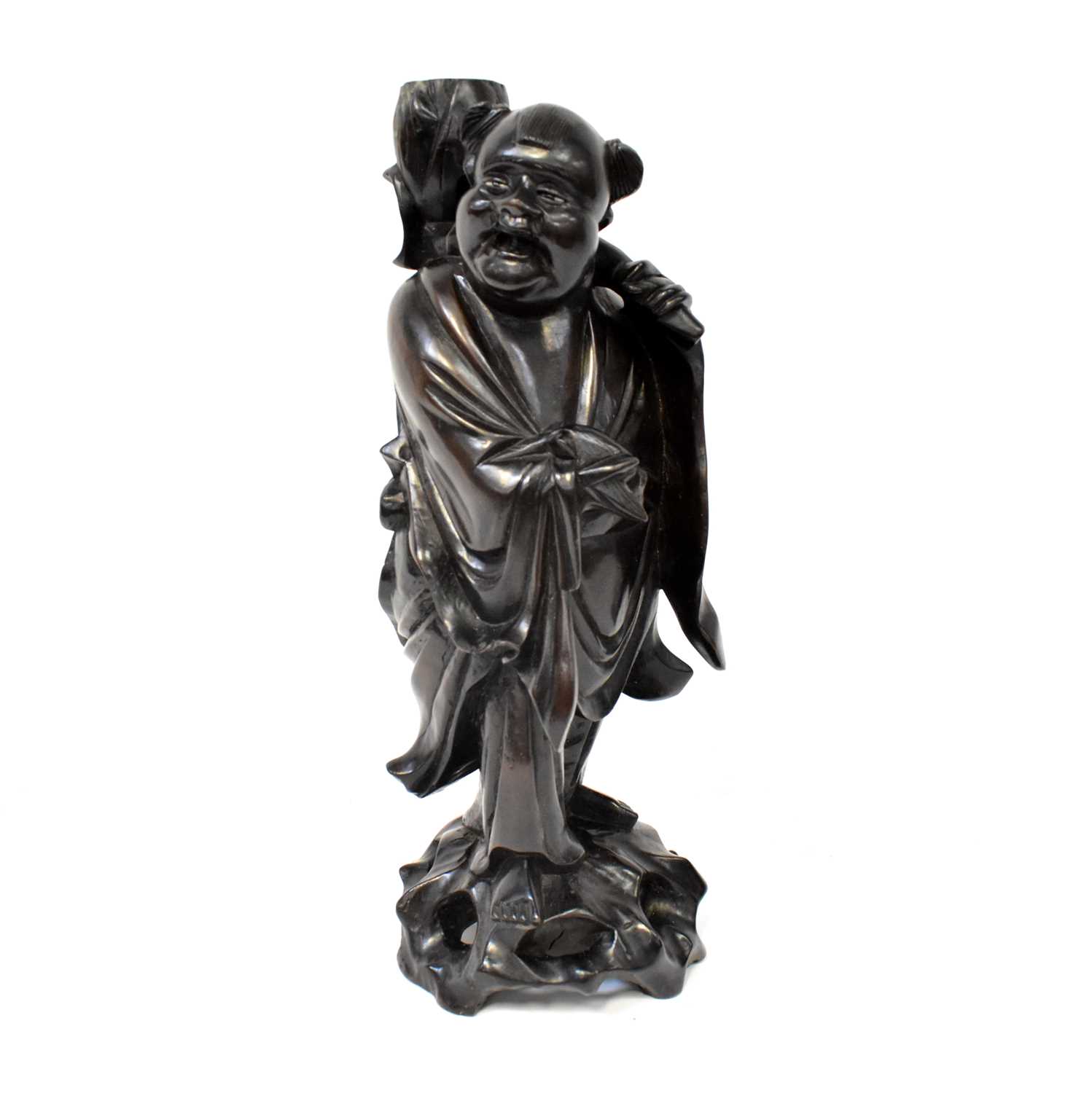 Lot 385 - An ebony carved figure of a Japanese gentleman...