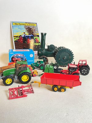 Lot 132 - Toy tractors, farm machinery, traction engine,...