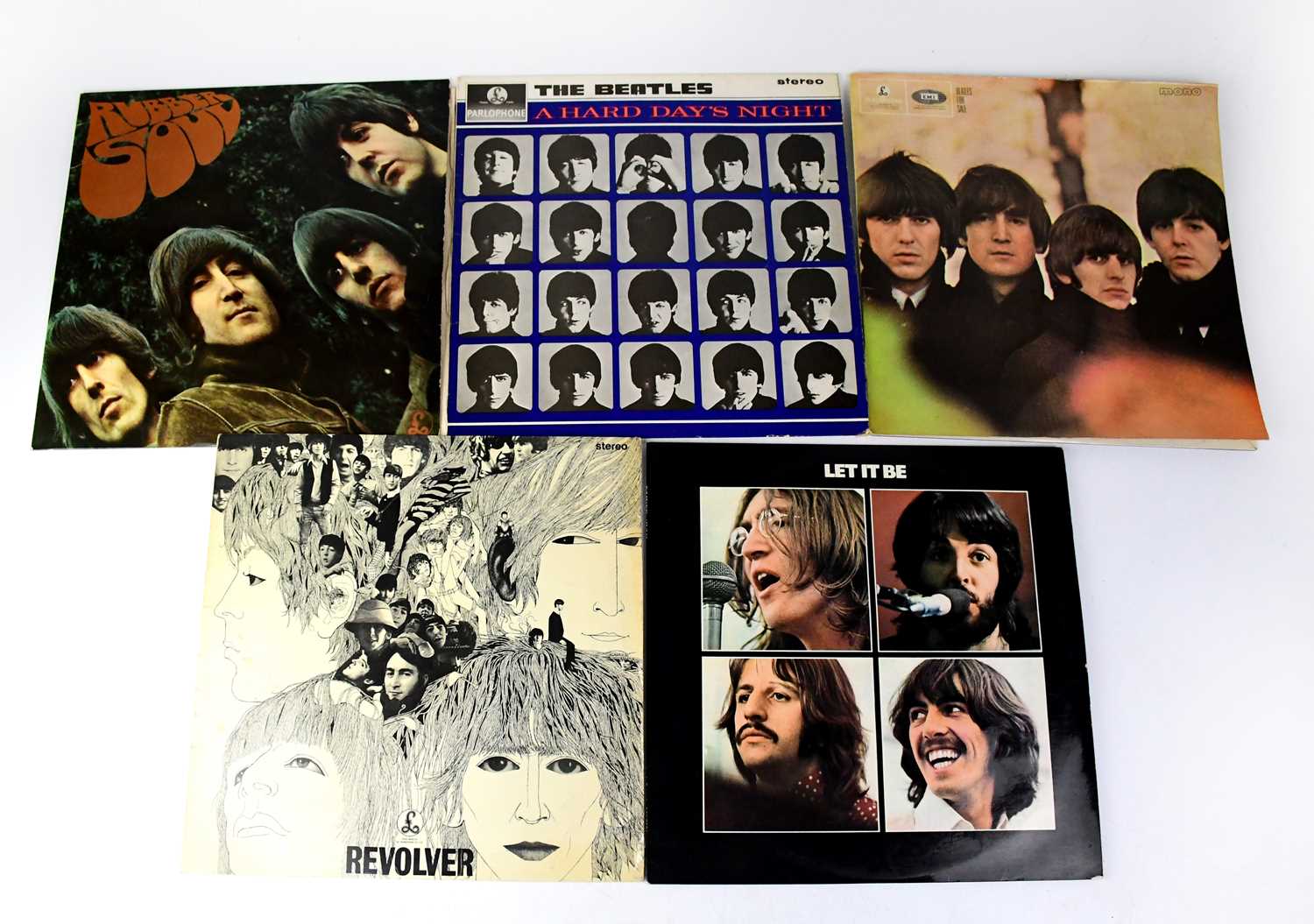 Lot 435 - THE BEATLES; four albums on yellow black...