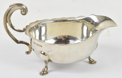Lot 782 - VINERS; a George V hallmarked silver sauce...