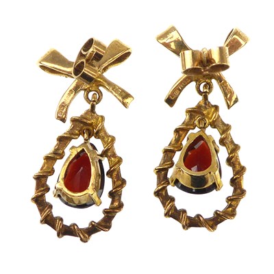 Lot 1041 - A pair of early 20th century 9ct gold earrings...