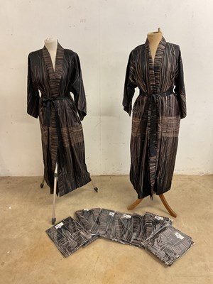 Lot 177 - Twelve printed silk kimono style dressing...