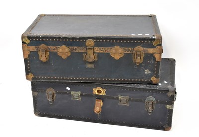 Lot 115 - Two early 20th century steel bound travel...