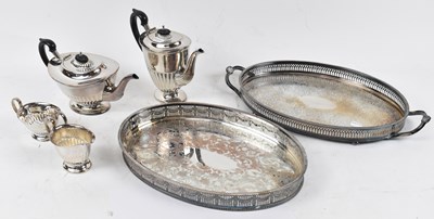 Lot 727 - A silver plated four piece tea service...
