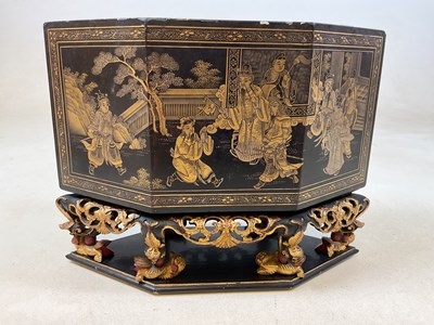 Lot 269 - A late 19th century Chinese lacquered carved...